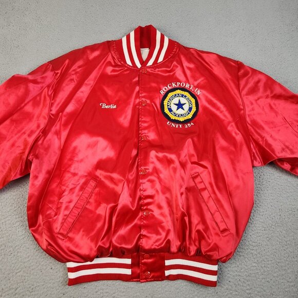Vintage Satin Bomber Jacket Extra Large American Legion Aux Rockport IN Unit 254 - Picture 2 of 16